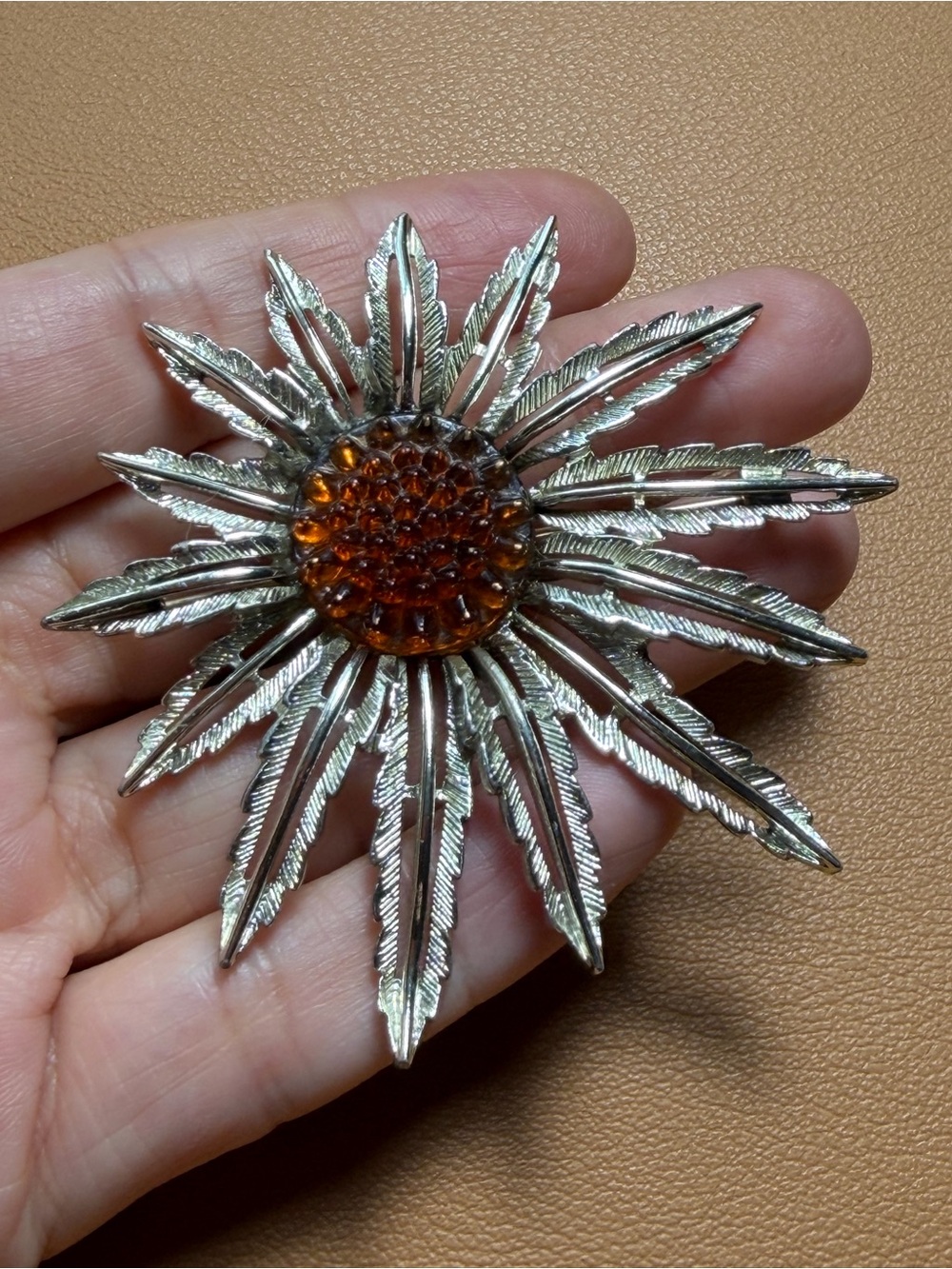Vintage Sarah Coventry "Cosmopolitan" Sunflower Starburst Brooch (1968)